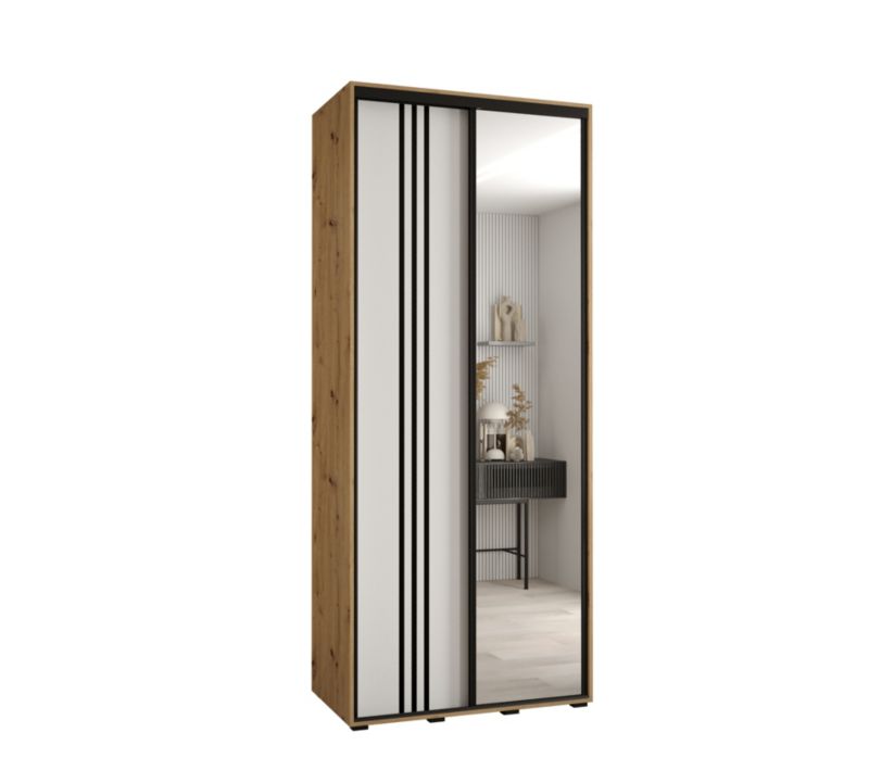 Szafa przesuwna Abiks DAVOS 7 wysoka szer.110cm gł.45cm artisan/biały/czarny 1szt.