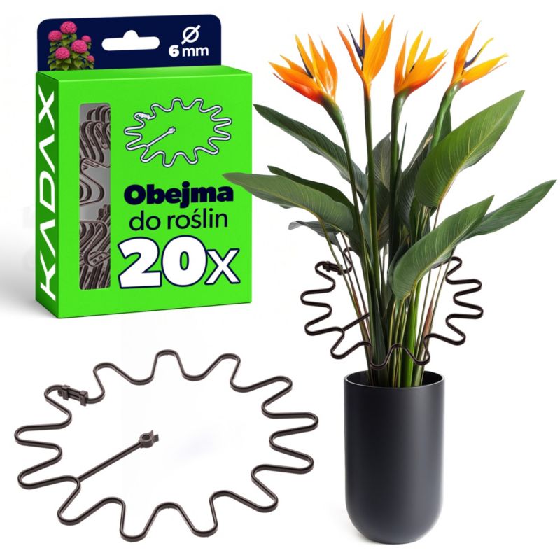 Obejma do roślin KADAX brązowa fi6 komplet 20 szt.