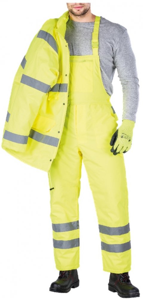 Ogrodniczki ocieplane odblaskowe Reis S-VIS, rozmiar XXL, żółty