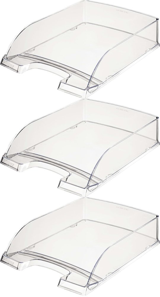 3x Półka na dokumenty Leitz Plus, A4, plastikowa, przezroczysty