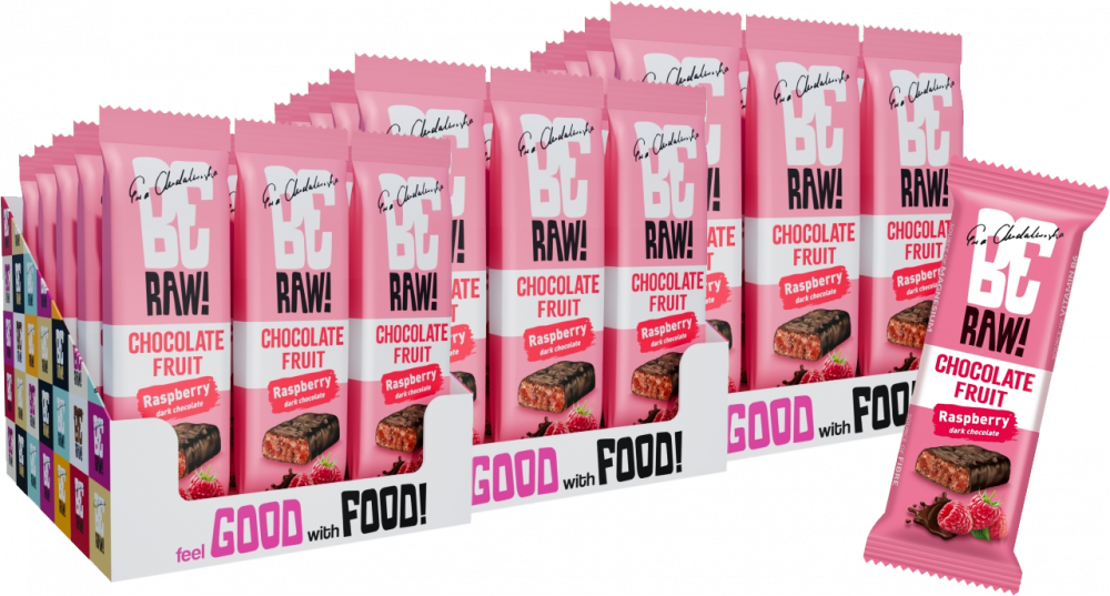 45x Baton BeRAW Choco Raspberry Power&Malina, malina, orzechy włoskie, 40g