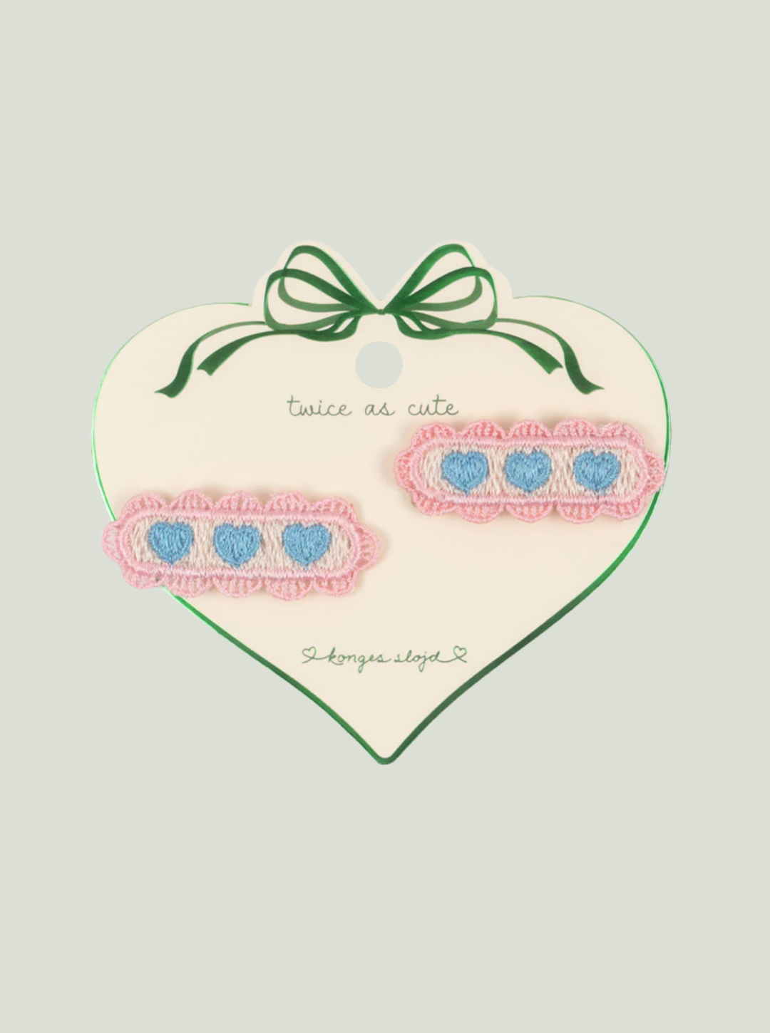 Spinka do włosów 2 PACK HEART EMBROIDERY HAIR CLIP BUTTERCREAM Konges Sløjd