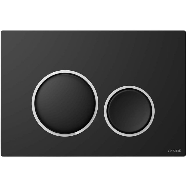 CERSANIT Przycisk spłukujący do WC LUNA czarny mat, ring chrom błyszc
