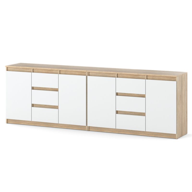 Komoda Hurtownia-Mebli Szuflady 6 Agna Best 240cm Dąb Sonoma Biały Mat 240x35x75 cm 1szt.