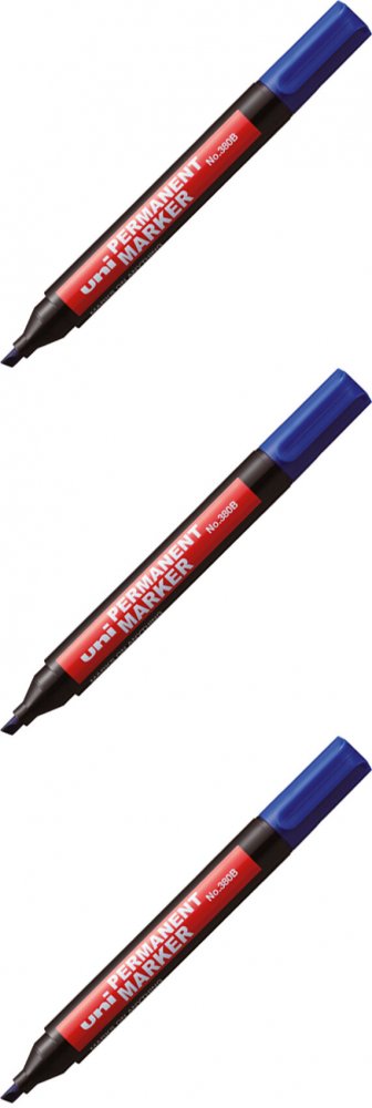 3x Marker permanentny Uni 380B, okrągła, niebieski