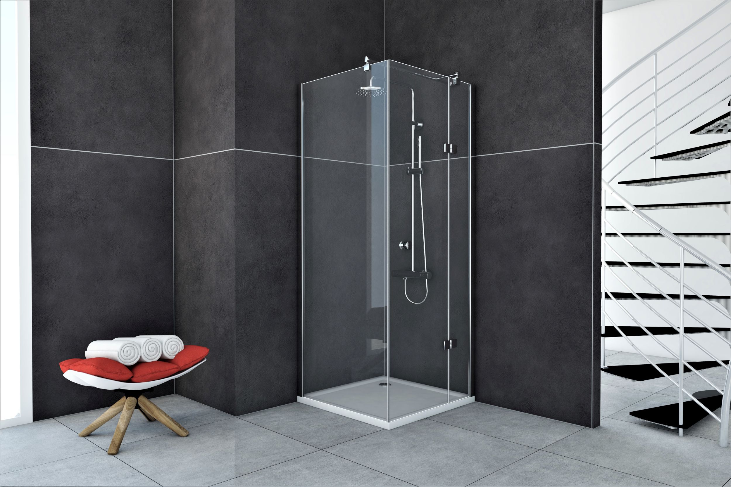 Sea-Horse Fresh Line kabina prysznicowa 90x90 cm kwadratowa prawa chrom/szkło przezroczyste BK247TP