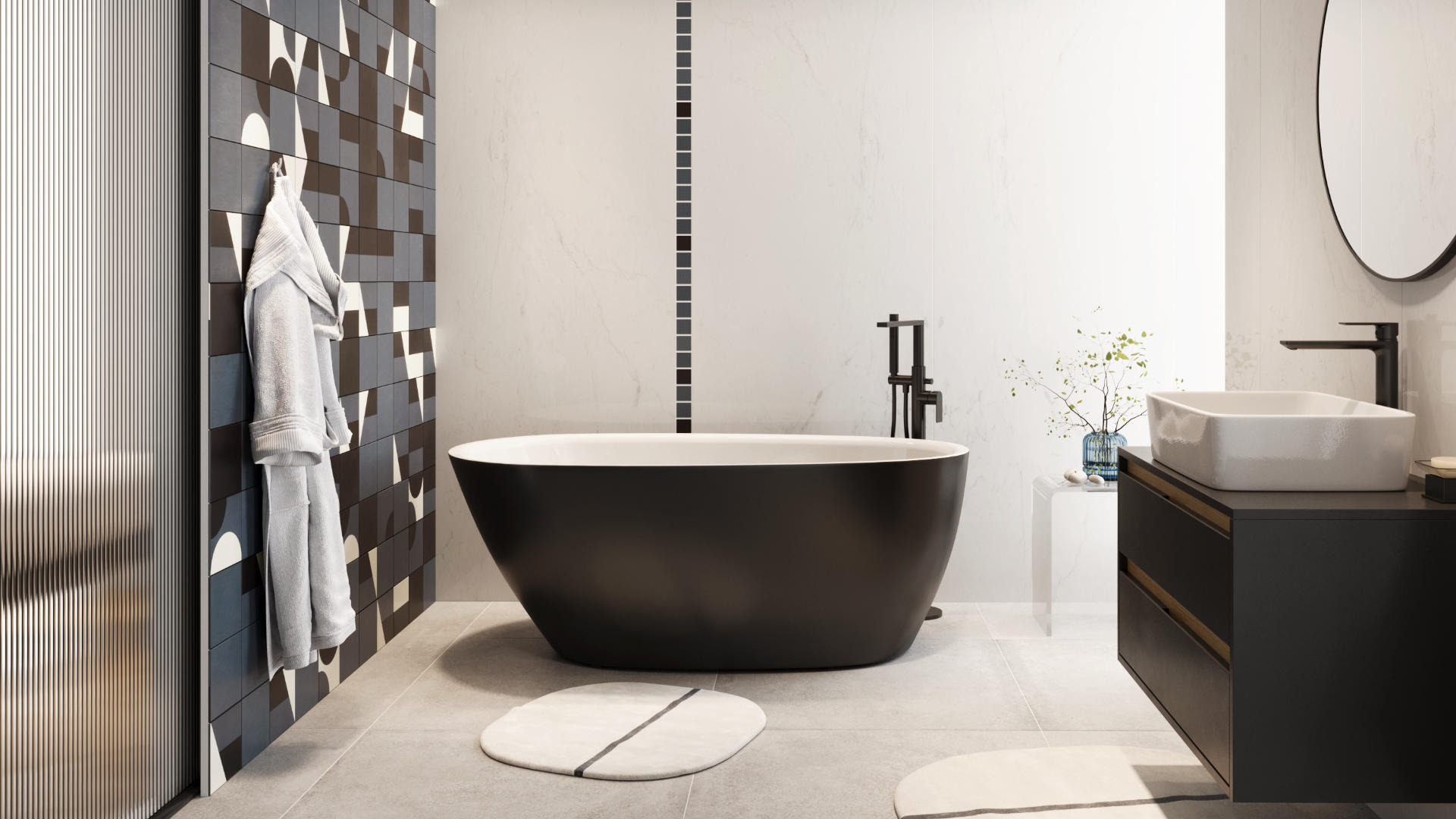 Excellent Olia 2.0 wanna wolnostojąca 160x75 cm owalna biały połysk/szary mat WAEX.OLI2.16WHGRM