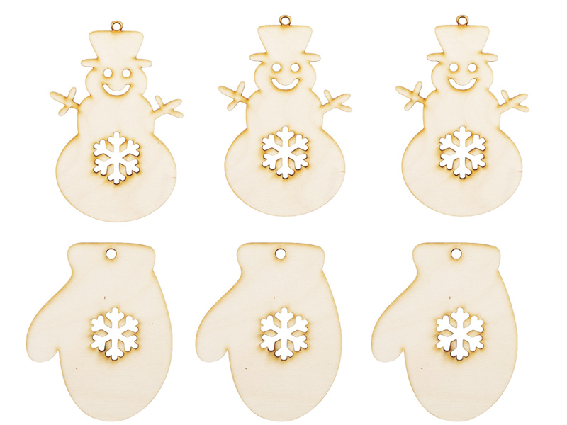 Drewniane zawieszki świąteczne, bombki choinkowe, ozdoba na Boże Narodzenie, BOMBKA 10 cm, naturalne drewno (1 op. / 6 szt.)