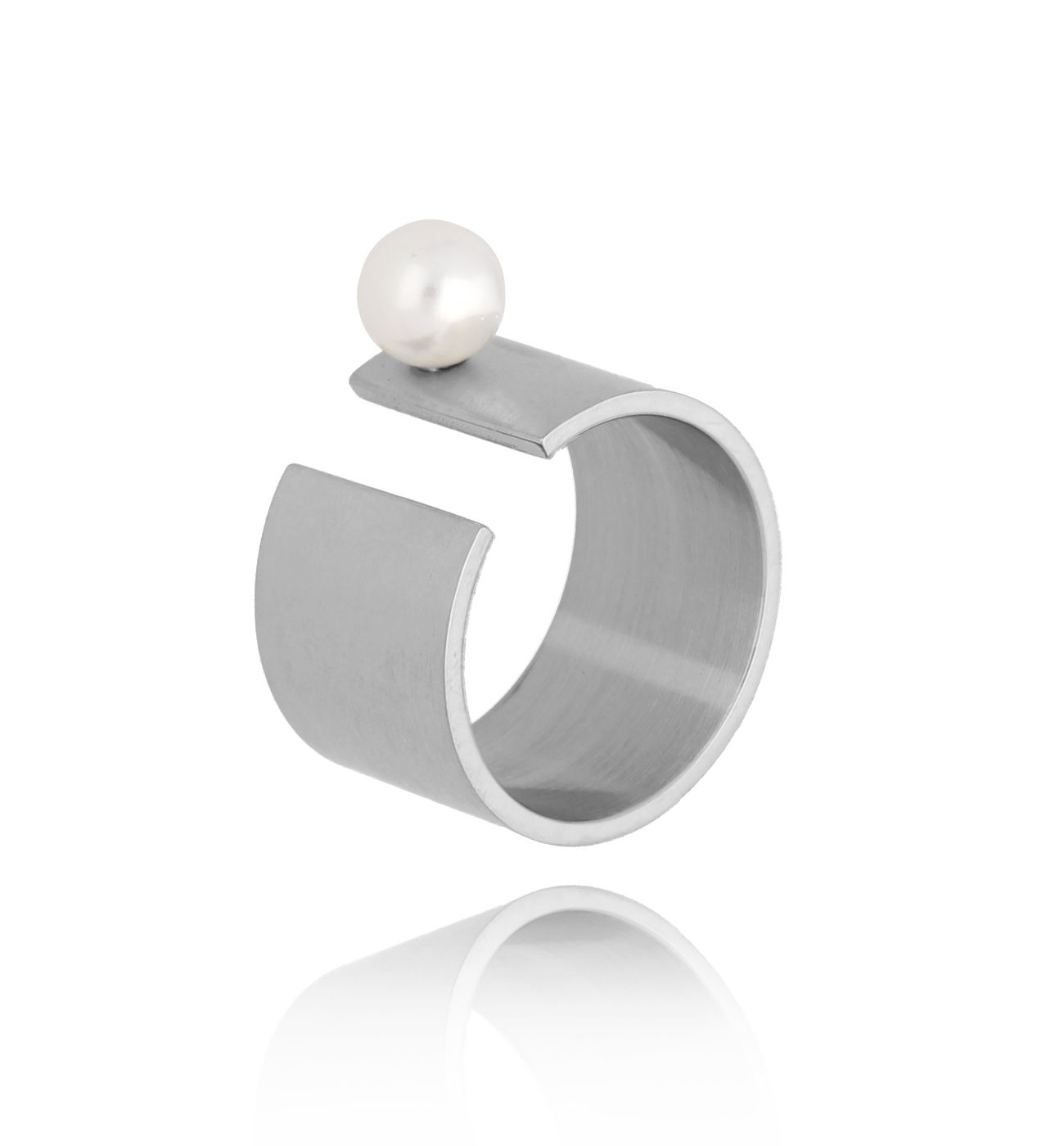 Pierścionek ze stali szlachetnej z perłą Ruth PSA0204