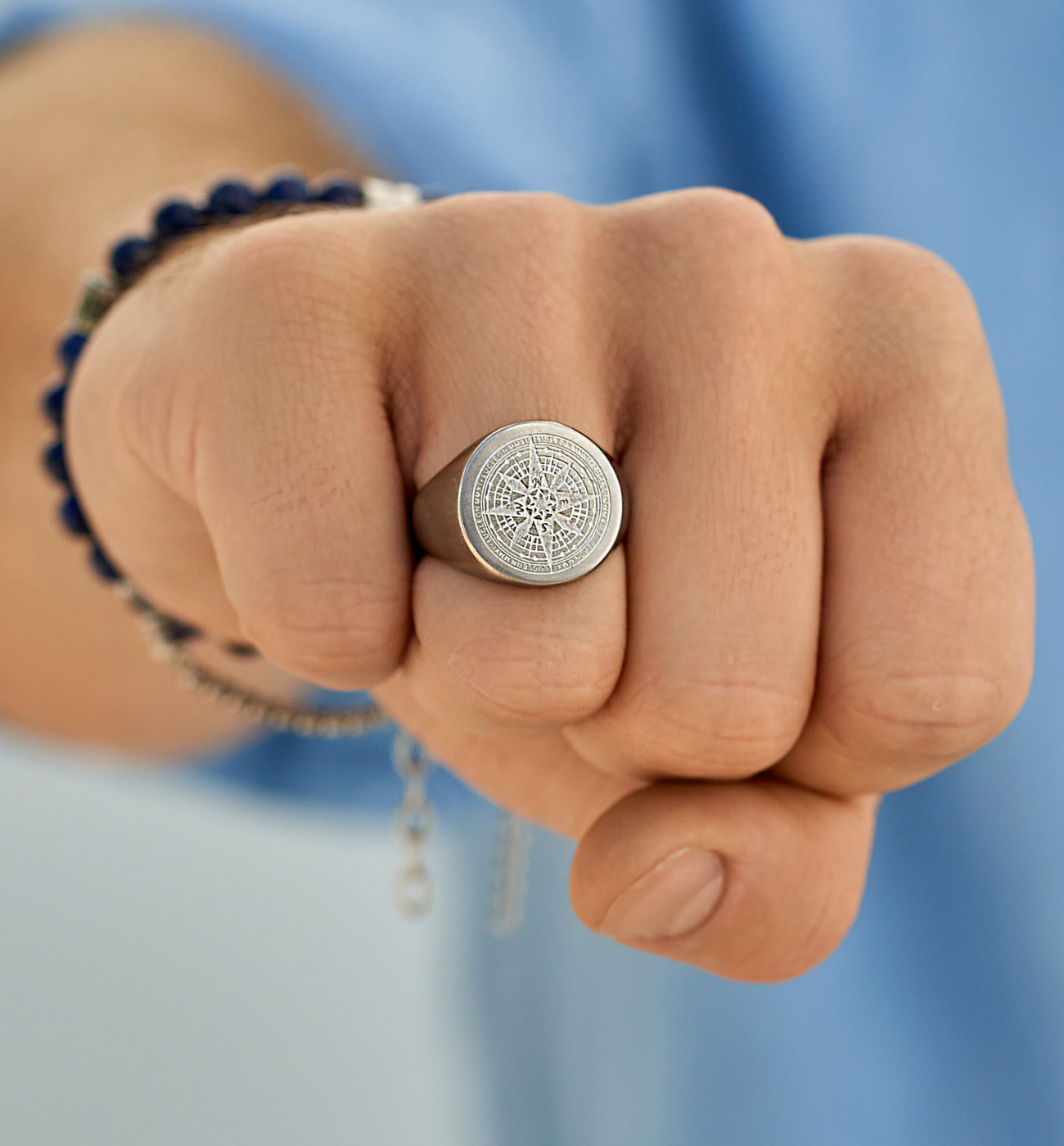 Sygnet męski z różą wiatrów Ocean PMITC0062