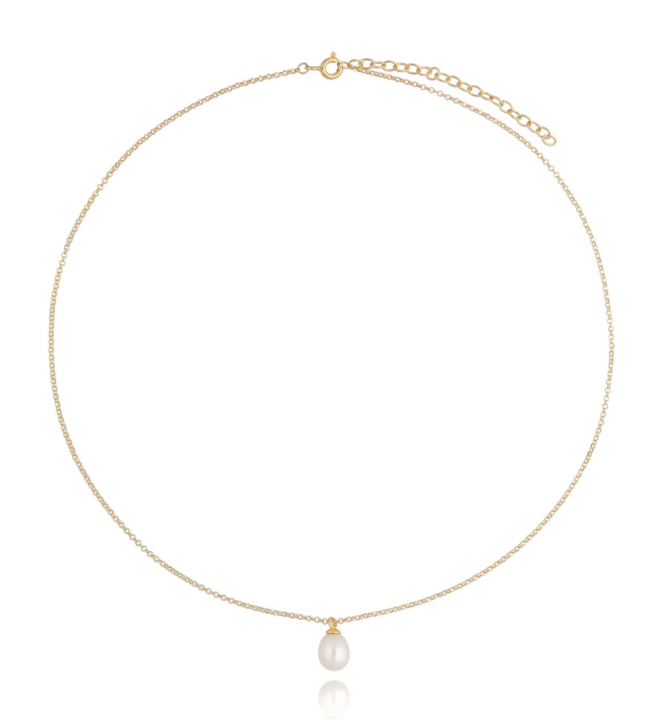 Naszyjnik pozłacany z jasną perłą Lake NSE0097