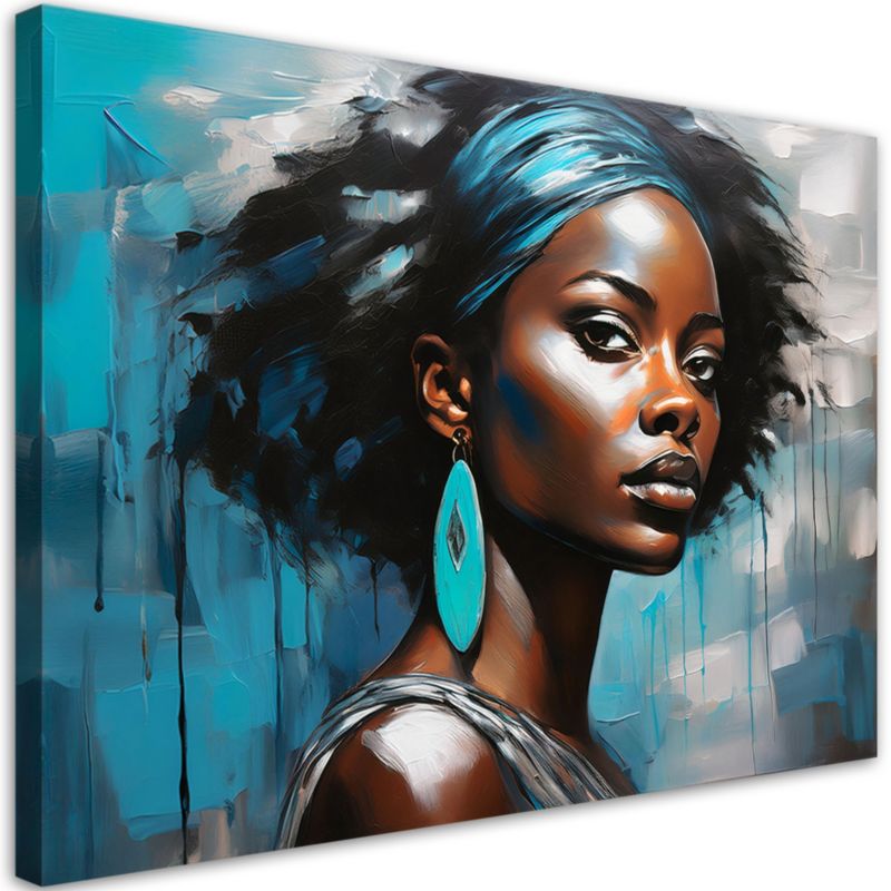 Obraz do salonu sypialni Feeby Portret Kobiety Glamour Niebieski 120x80 cm 1szt