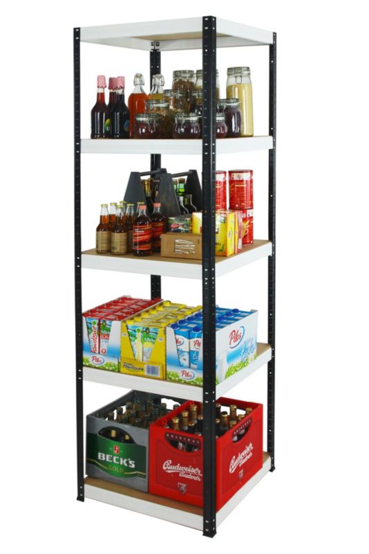 Regał metalowy MODO24 magazynowy czarno-biały helios 213x30x30cm 5 półek po 175 kg 1 szt.