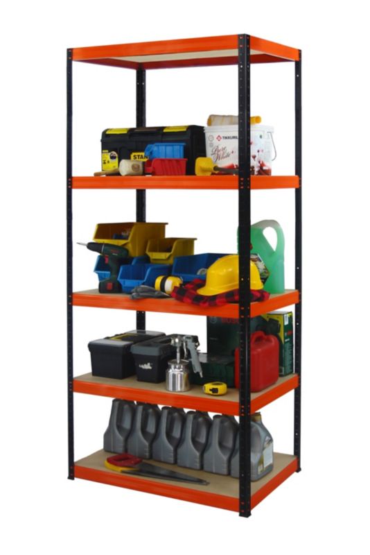 Regał metalowy MODO24 magazynowy czarno-pomarańczowy helios 213x120x35cm 5 półek po 275 kg 1 szt.