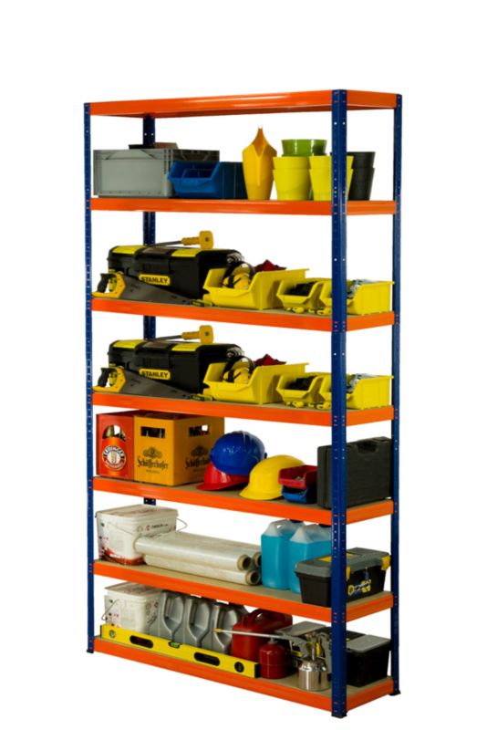 Regał metalowy MODO24 magazynowy niebiesko-pomarańczowy helios 270x180x50cm 7 półek po 275 kg 1 szt.