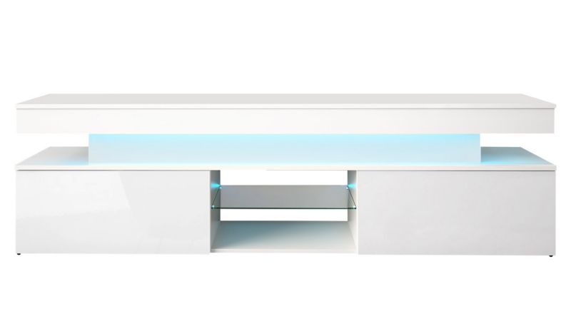 Szafka RTV MIRJAN 24 Glossa 2D 190 z oświetleniem LED biały/biały połysk 1 szt.