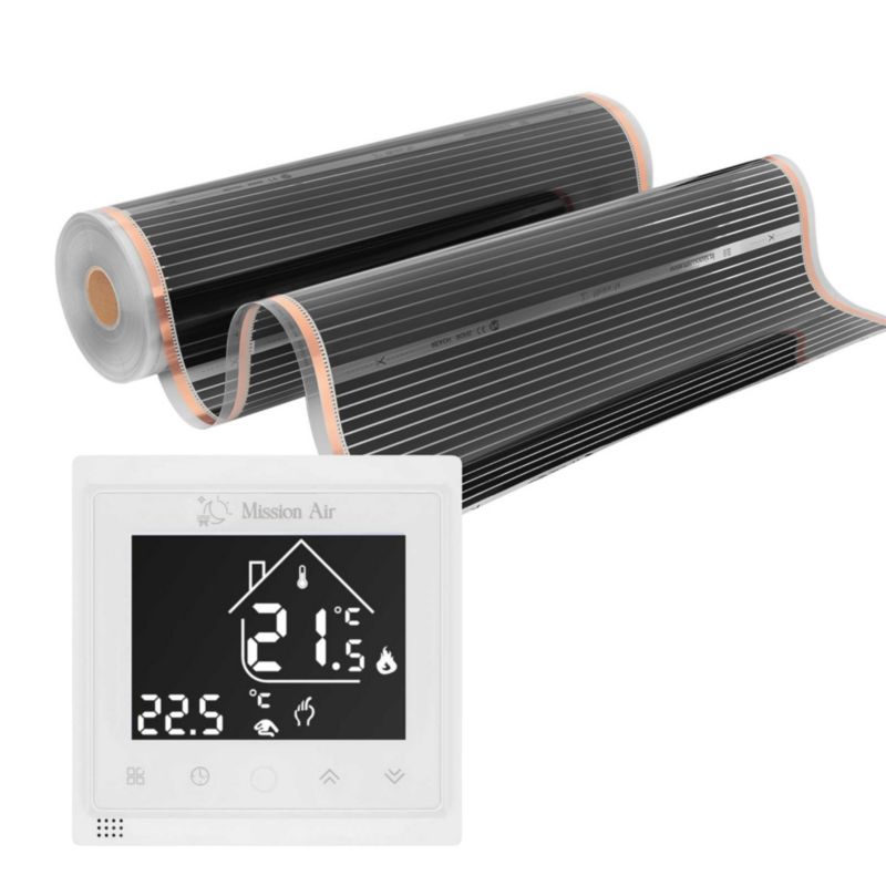 Zestaw folii grzewczych na podczerwień Mission Air Silver 160W 20m²,szer.100cm +Libra Biały 1szt