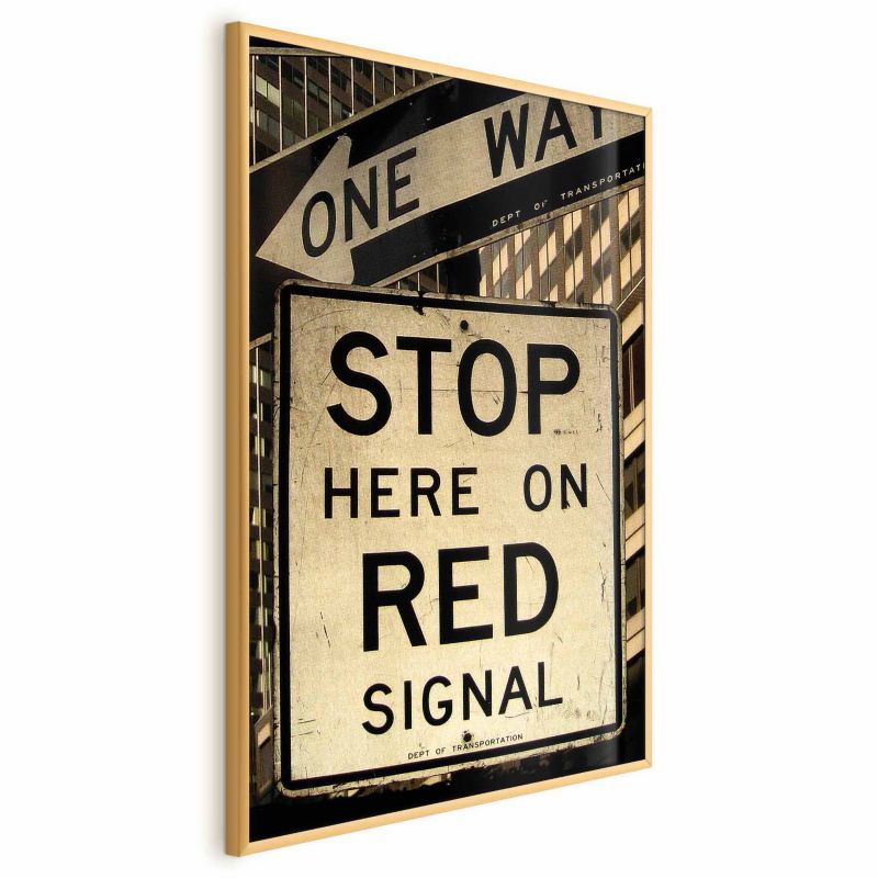 Plakat Artgeist Znaki drogowe 29,7x42 cm z ramą złotą bez marginesu 1 szt