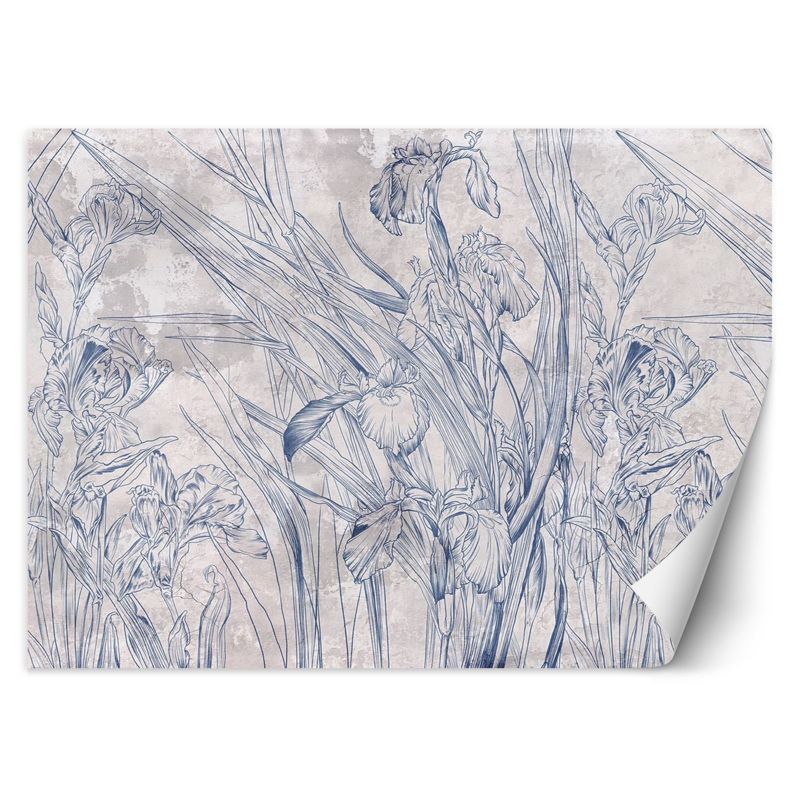 Fototapeta Feeby Niebieskie kontury liście i kwiaty 350x245 1 szt