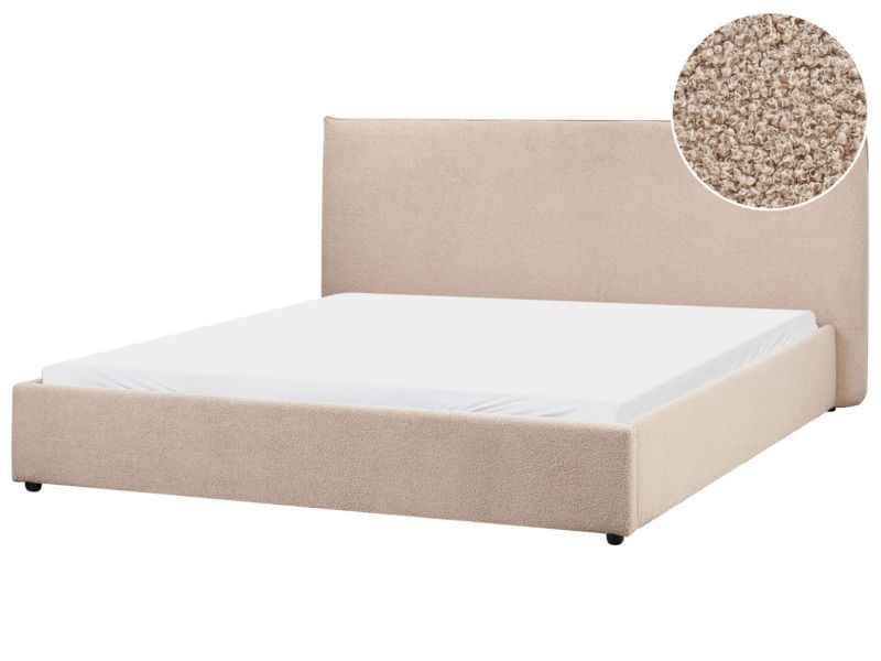 Łóżko Boucle Lavaur 180 x 200 cm Beżowoszary 1 szt.