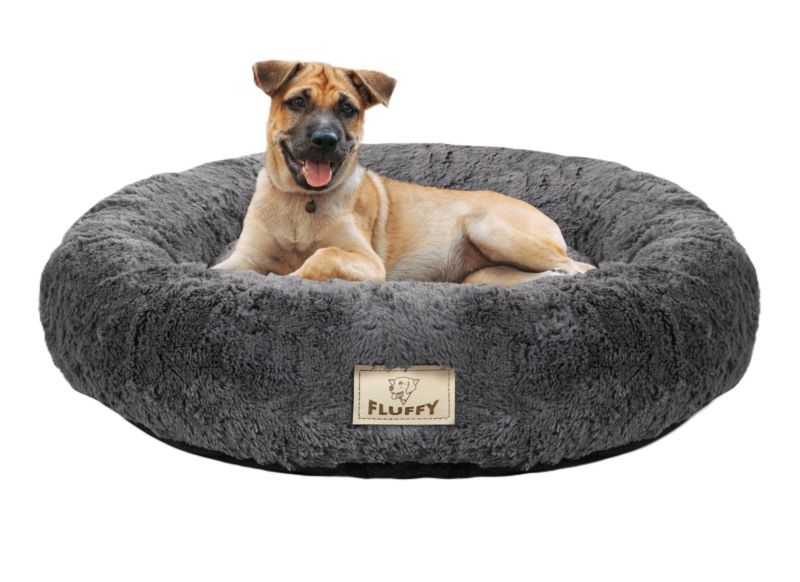 Legowisko dla psa Aio Factory shaggy rozbieralne antyslip ciemnoszare 60 cm 1szt