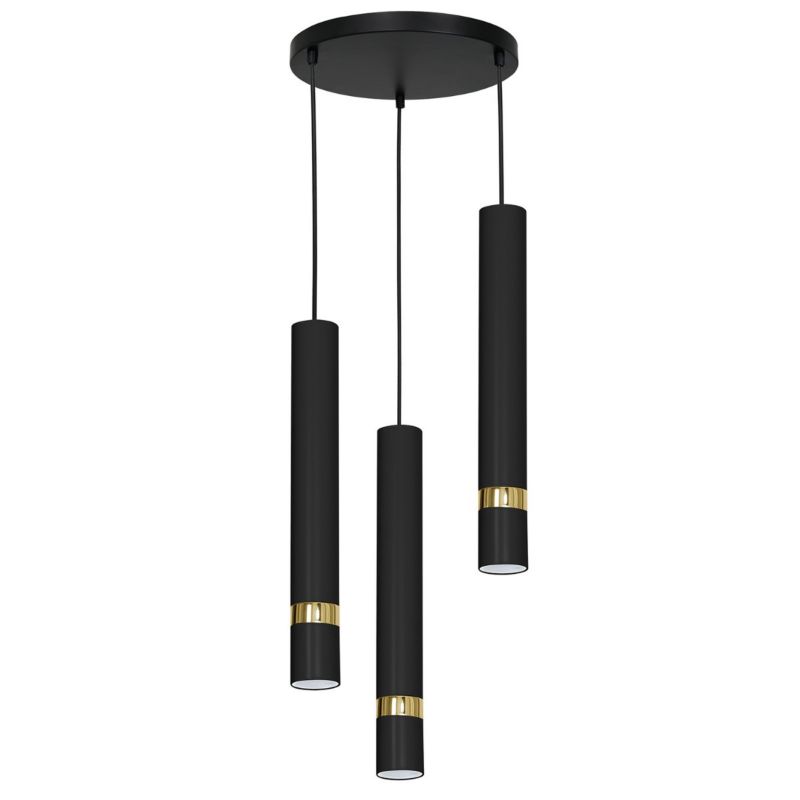 Lampa wisząca Luminex Reno 1714 czarny matowa-złoty połysk tuby 3xGU10 x 15W 1 szt.