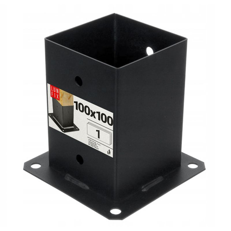 Podstawa słupa Lun Fix do przykręcania czarna stopa 10x10cm 1szt.