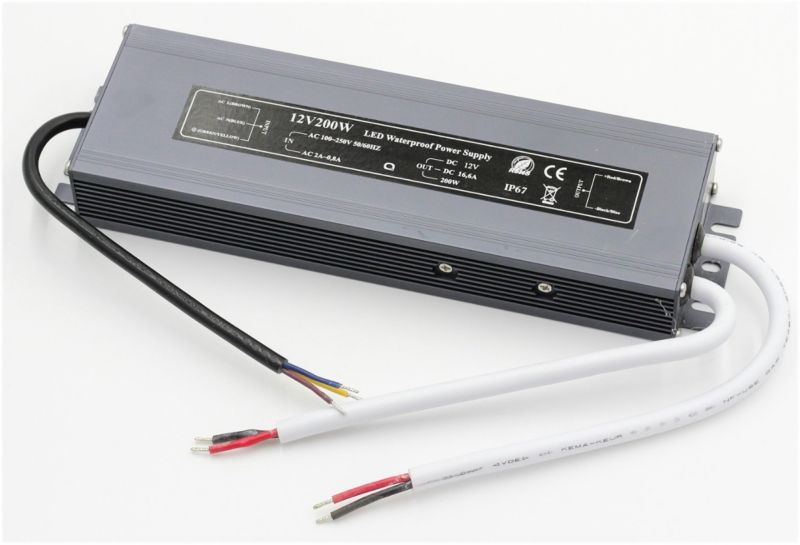 Zasilacz transformator do LED IdeaLED moc 200W output 12V DC stałoprądowy IP67 - 1 szt