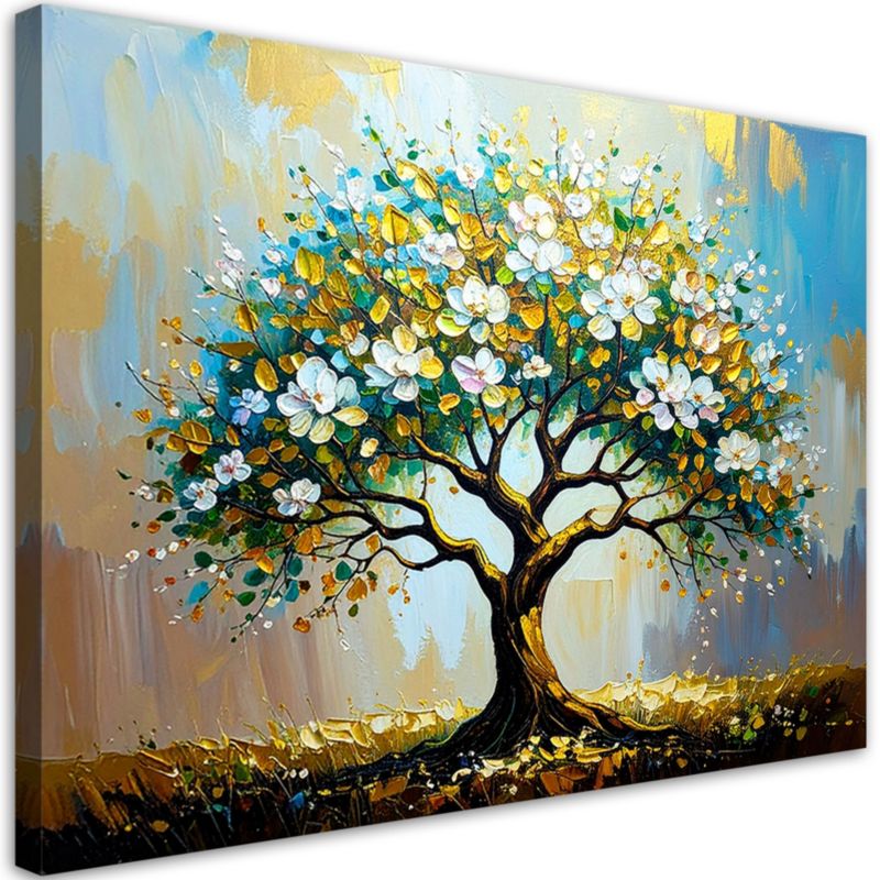 Obraz nowoczesny do salonu Feeby Drzewo Życia Zielony Złoty 60x40cm 1szt