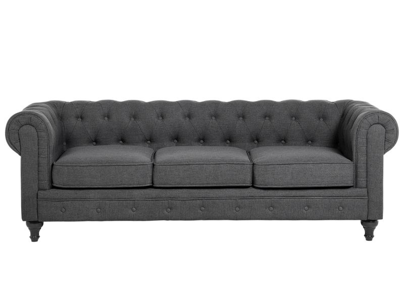 Sofa 3-osobowa szara Chesterfield 1 szt.