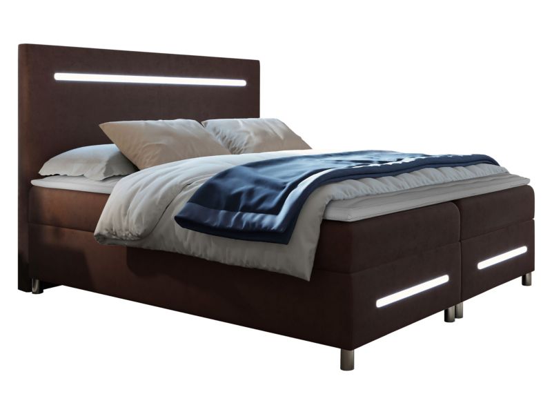 Łóżko kontynentalne MIRJAN 24 Enter LED 140x200 palona kawa 1 szt.