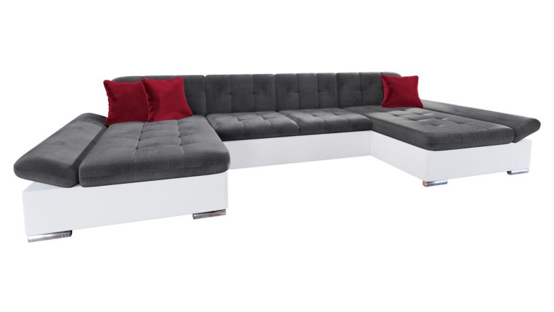 Narożnik z funkcją spania MIRJAN 24 Alia biała ekoskóra/stalowy szary/wiśniowy 1 szt.