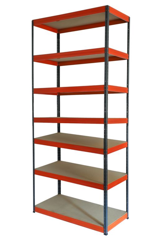 Regał metalowy MODO24 magazynowy grafitowo-pomarańczowy helios 270x120x45cm 7 półek po 350 kg 1 szt.