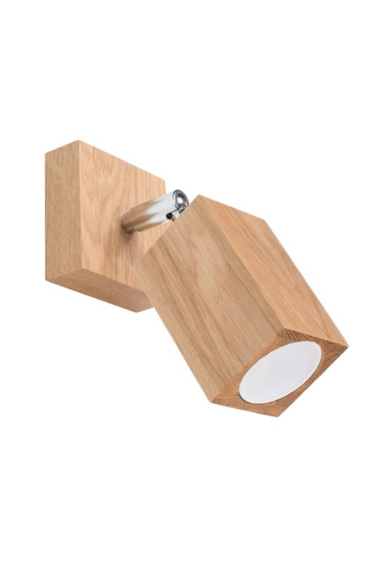Kinkiet ścienny Sollux Lighting Keke jasne drewno-chromowany 1 x GU10 x 40W IP20 wym: 20 x 8 x 8 cm - 1 szt.