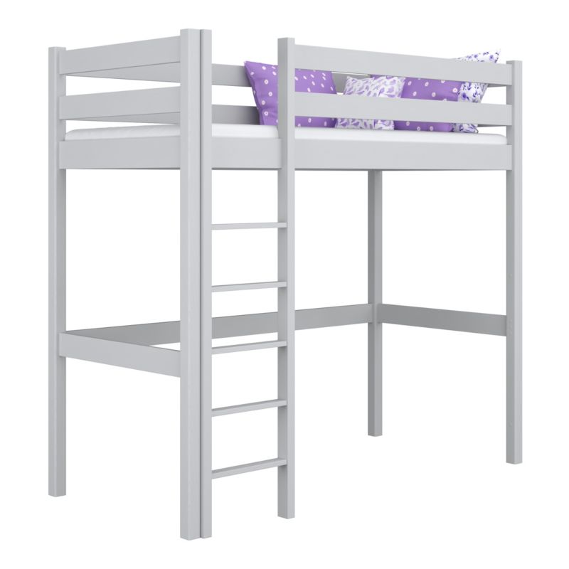 Drewniane łóżko na antresoli N-WOOD N05 80x190 popielaty 1 szt.