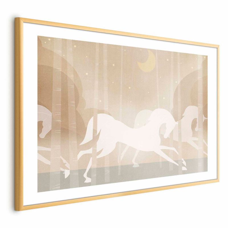 Plakat Artgeist Pędzące rumaki 90x60 cm z ramą złotą 1 szt