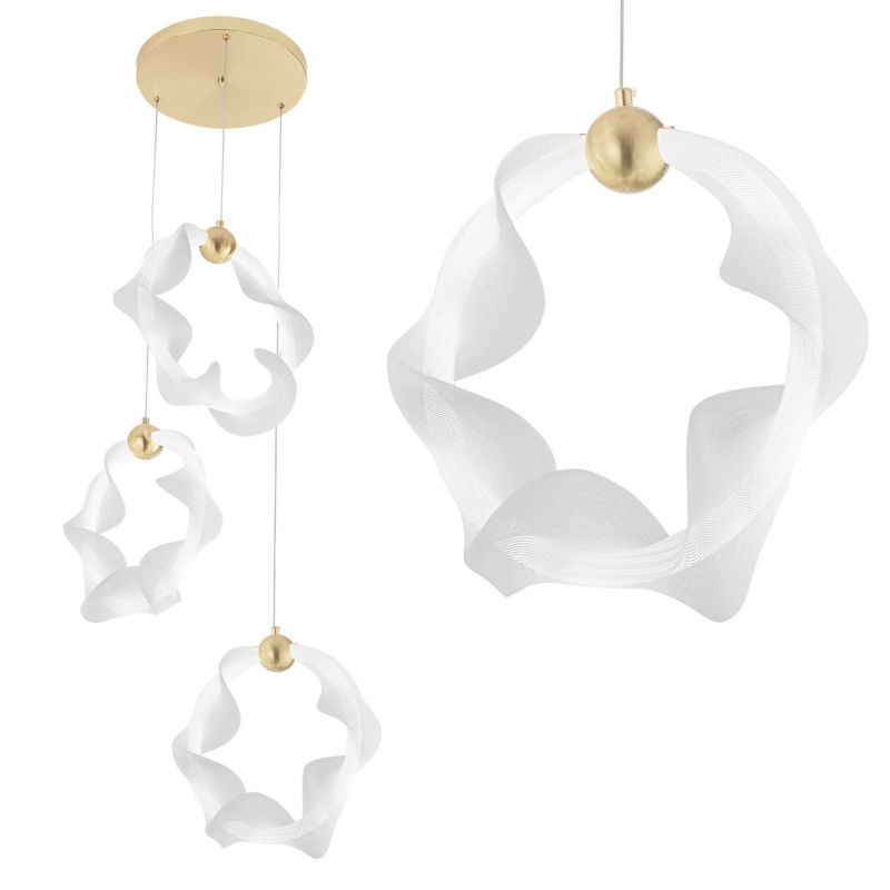 Lampa Sufitowa Wisząca Toolight Led G012-3Cpr Biały Złoty