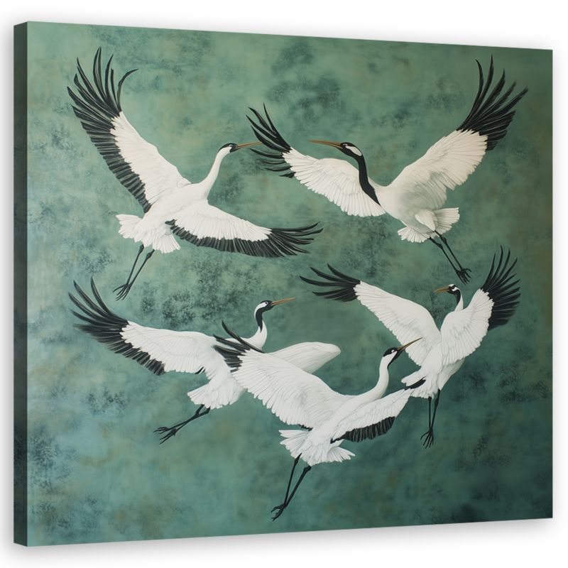 Obraz do salonu sypialni Feeby Ptaki Zwierzęta Zielony 50x50 cm 1szt