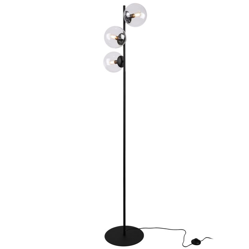 Lampa podłogowa stojąca Light Home LH Siena 3x E27 60W czarny klosz bezbarwny 1szt.