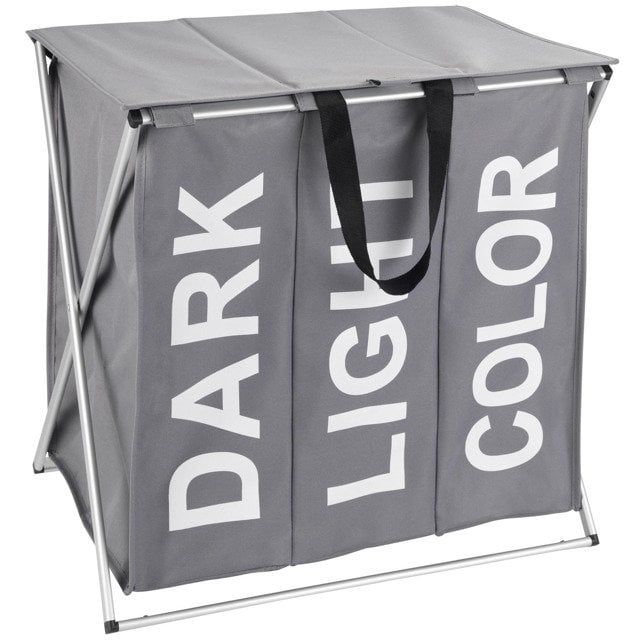 Kosz na pranie Wenko Trio 118 l ciemnoszary, składany, 3 przegrody, 1 szt.