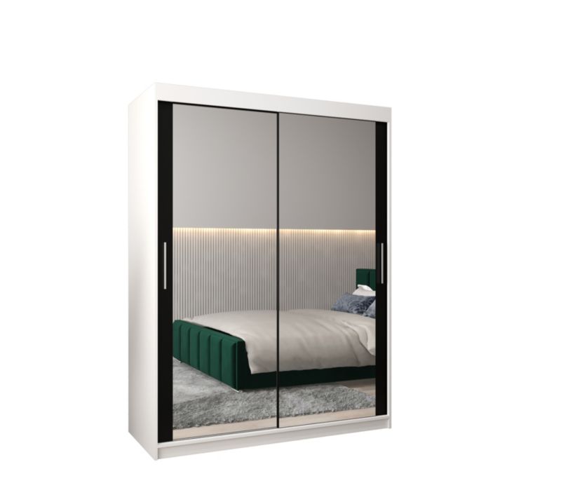 Szafa przesuwna Garderoba Abiks Tokyo 3 150 biały + czarny 1 szt.