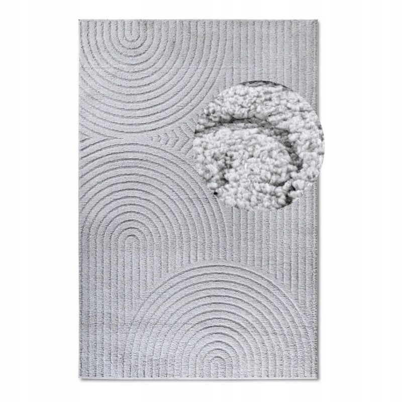 Dywan Elle Decoration pluszowy do salonu 160x235cm,jasno szary nowoczesny wzór w półkola 1 szt.