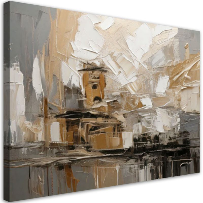 Obraz nowoczesny do salonu Feeby Abstrakcja brązowo beżowa 90x60cm 1szt