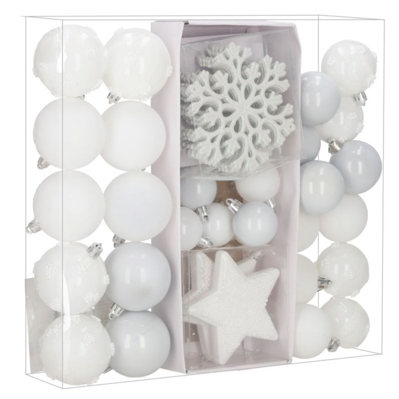 Bombki choinkowe 40 szt. Springos komplet dekoracje świąteczne zawieszki nietłukące, białe 1 kpl.