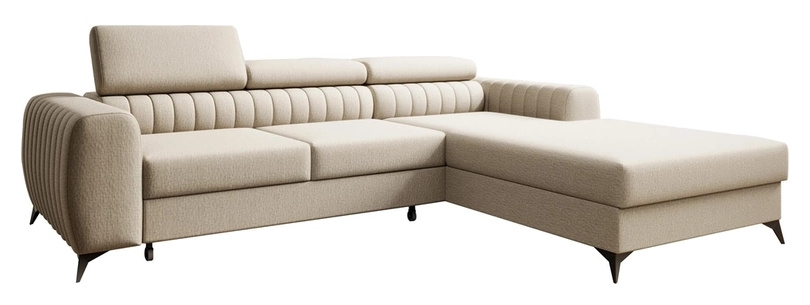 Duży nowoczesny wolnostojący narożnik salonowy PAULLETTO regulowane zagłówki funkcja spania