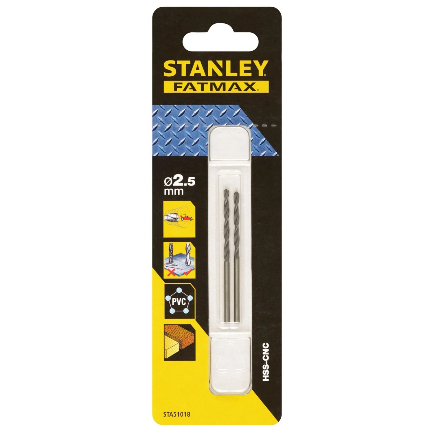 Stanley FatMax Wiertło do metalu HSS-CNC 2.5 mm - 2 szt.