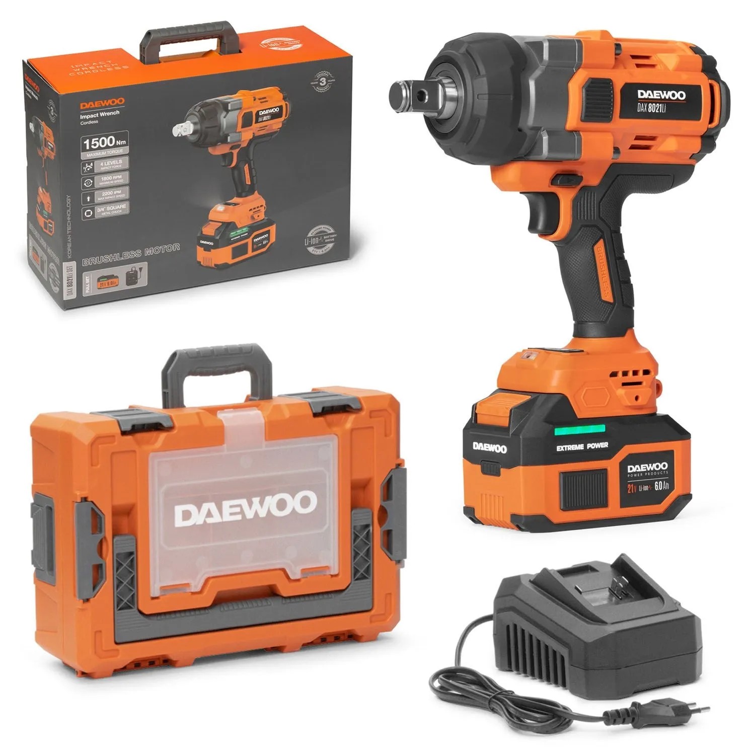 DAEWOO Klucz udarowy DAX 8021 Li Set 21V 6,0 Ah