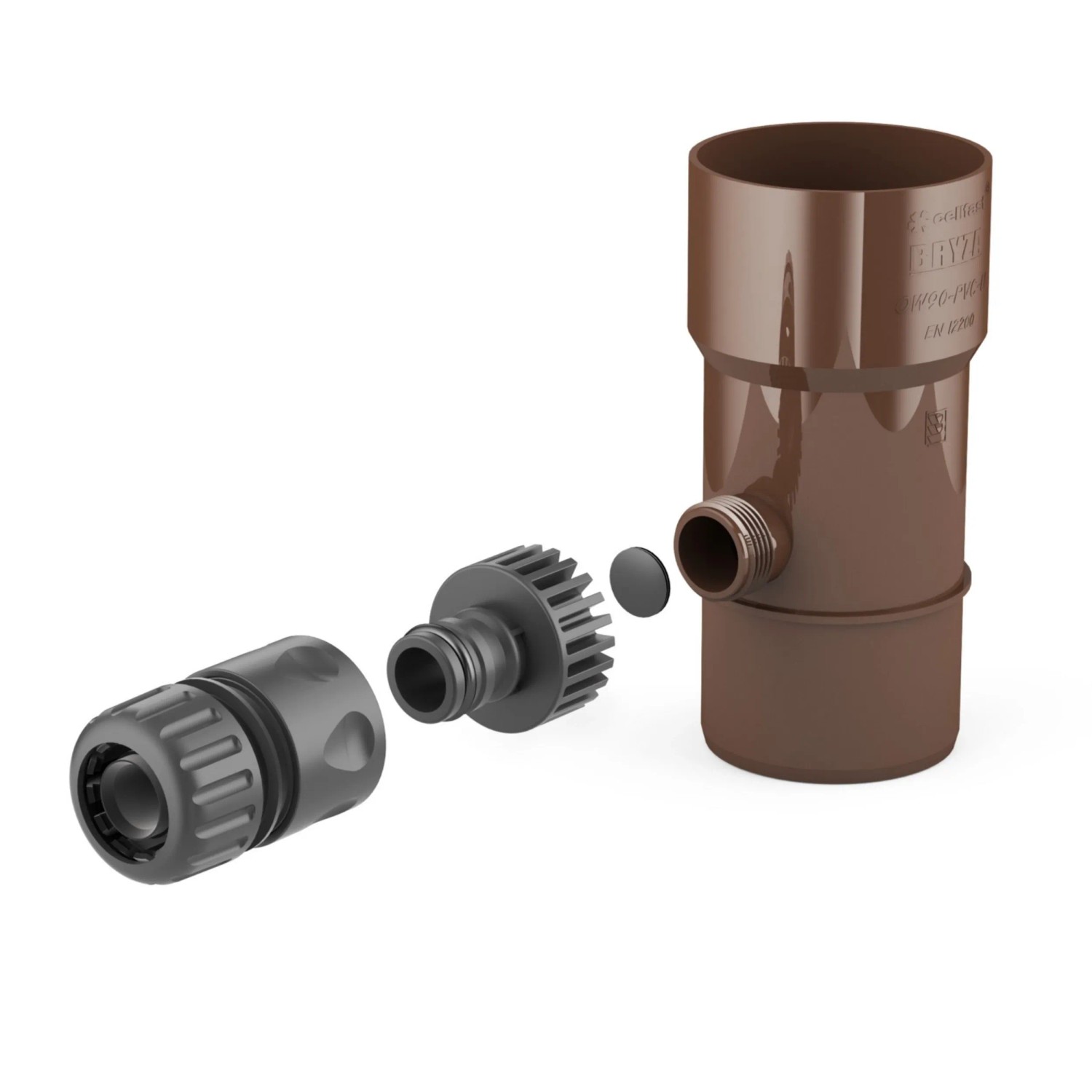 Bryza Odzyskiwacz wody deszczowej 63mm PVC brąz