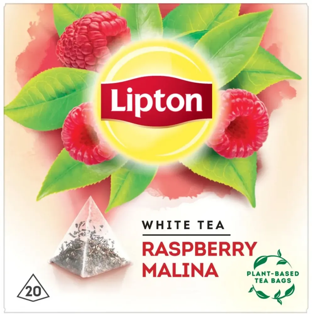 Herbata biała aromatyzowana w piramidkach Lipton, malina, 20 sztuk x 1.5g