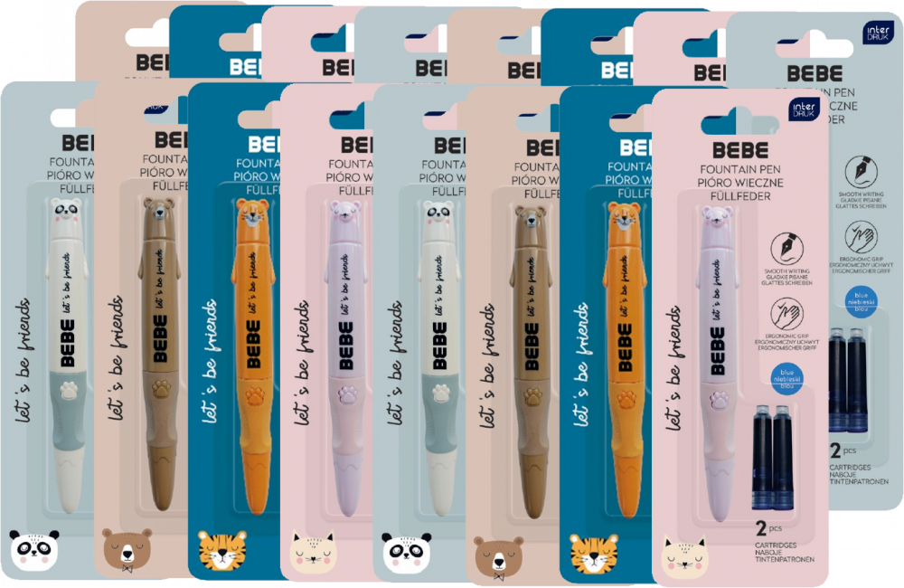 16x Pióro do nauki pisania BEBE Friends +2 naboje, mix kolorów